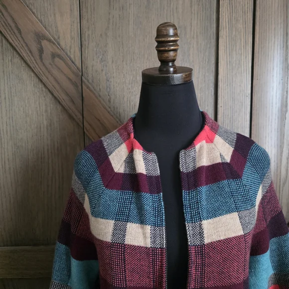 LAST CHANCE Anthropologie Plaid Zip Sweater Jacket - Picture 2 of 3